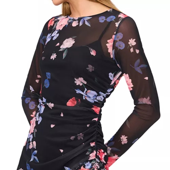 Ted Baker Black Printed Mesh Midi Dress Msrp $275 - Picture 3 of 4